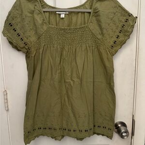 DressBarn Olive Eyelet-Sleeve Women’s Top